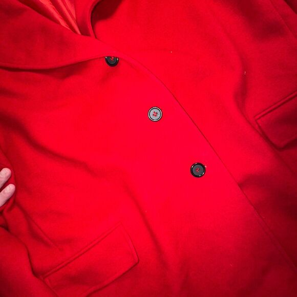 International Scene Women's 3/4 Length Lined Coat Red 100% Wool Heavy Size 18 - Picture 3 of 11